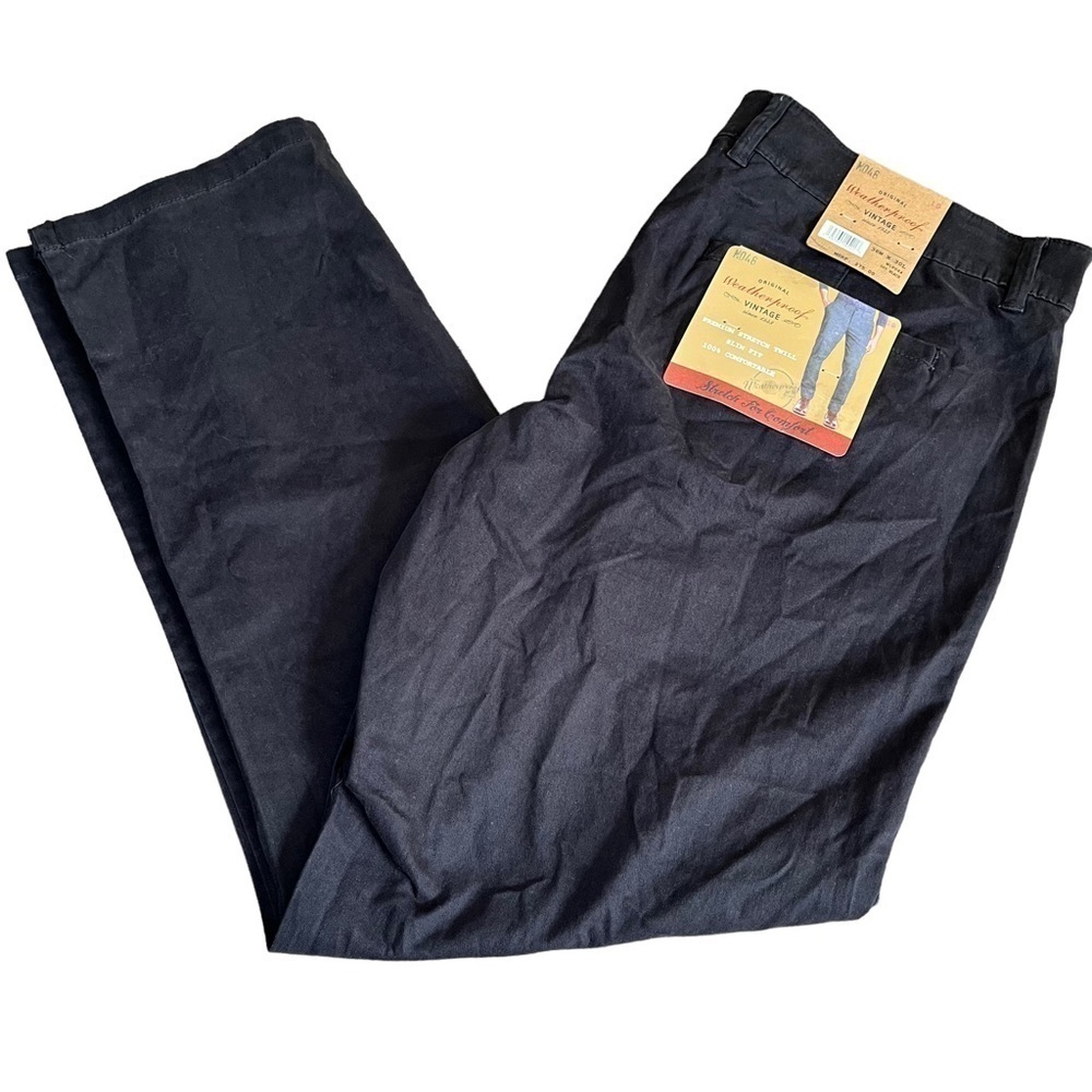Original Weatherproof Vintage Twill Pants 36 x 30 Slim Fit Black